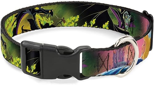 Miniatura 1 de Collar de clip de plástico con hebilla  Bella durmiente y escenas de dragón maléficamaléfica  1.0in de ancho  se adapta a cuello de 11  17 pulgadas