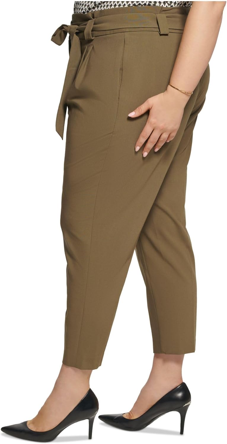 Calvin Klein Womens Plus Stretch Tapered Ankle Pants Green 18W