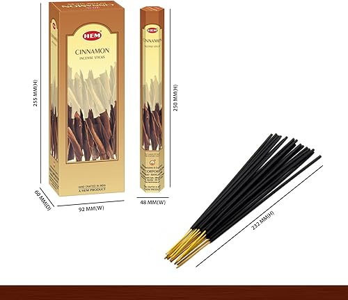 Miniatura 3 de Hem Varitas de incienso de canela (120 varillas, 6 cajas en el interior), 9 pulgadas de largo, 0.71 onzas por caja, perfectas para meditación,