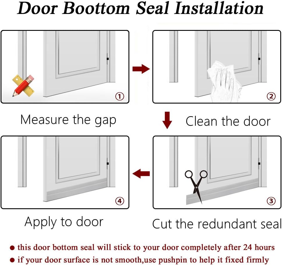 Door Seal Strip Bottom, Self Adhesive Door Sweep Draft Stopper Home Weather Stripping for Interior Doors Seal Strip Insulation