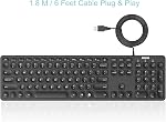 Arteck USB Wired Keyboard Universal Backlit 7-Colors & Adjustable Brightness Full Size Keyboard with 4 Feet Wire, Numeric Keypad and Media Hotkey for Computer Desktop PC Laptop and Windows 11 10 8 7