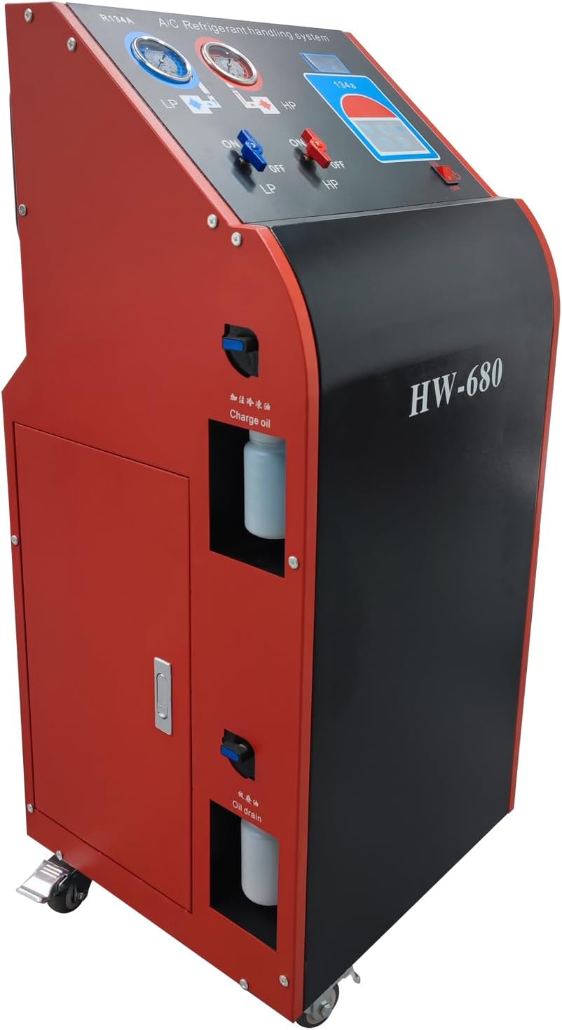 INTSUPERMAI Refrigerant Recovery Machine A/C Refrigerant Filling Machine Air Conditioning Recharge Machine Fully Automatic Refrigerant Recycle Filling Machine 110V R134A/R12 Refrigerant Type