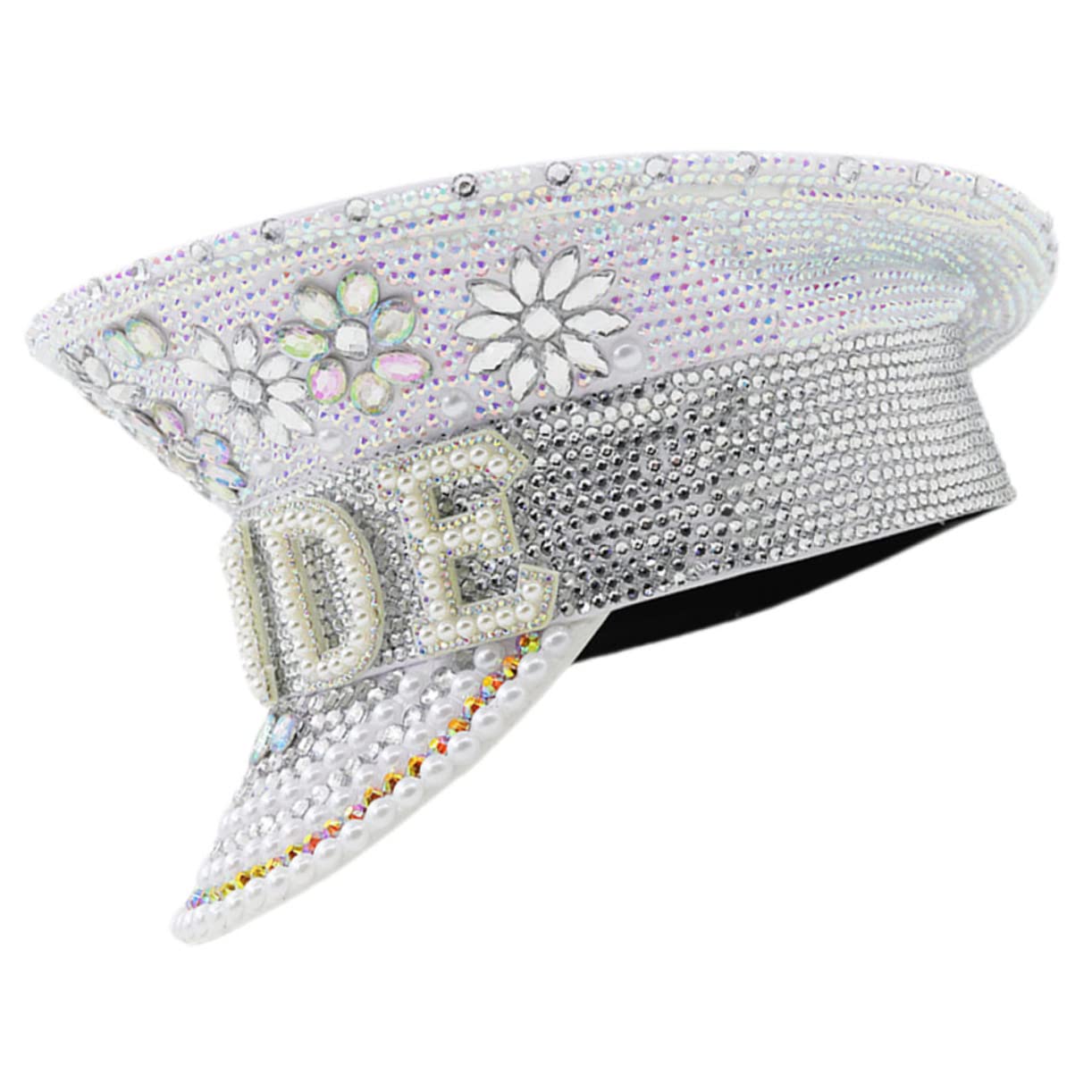 Amosfun Sombrero Tamaño Ajustable Gemas de Imitación de Novia Blanco y Diseño Brillante para Despedidas de Soltera y Bodas