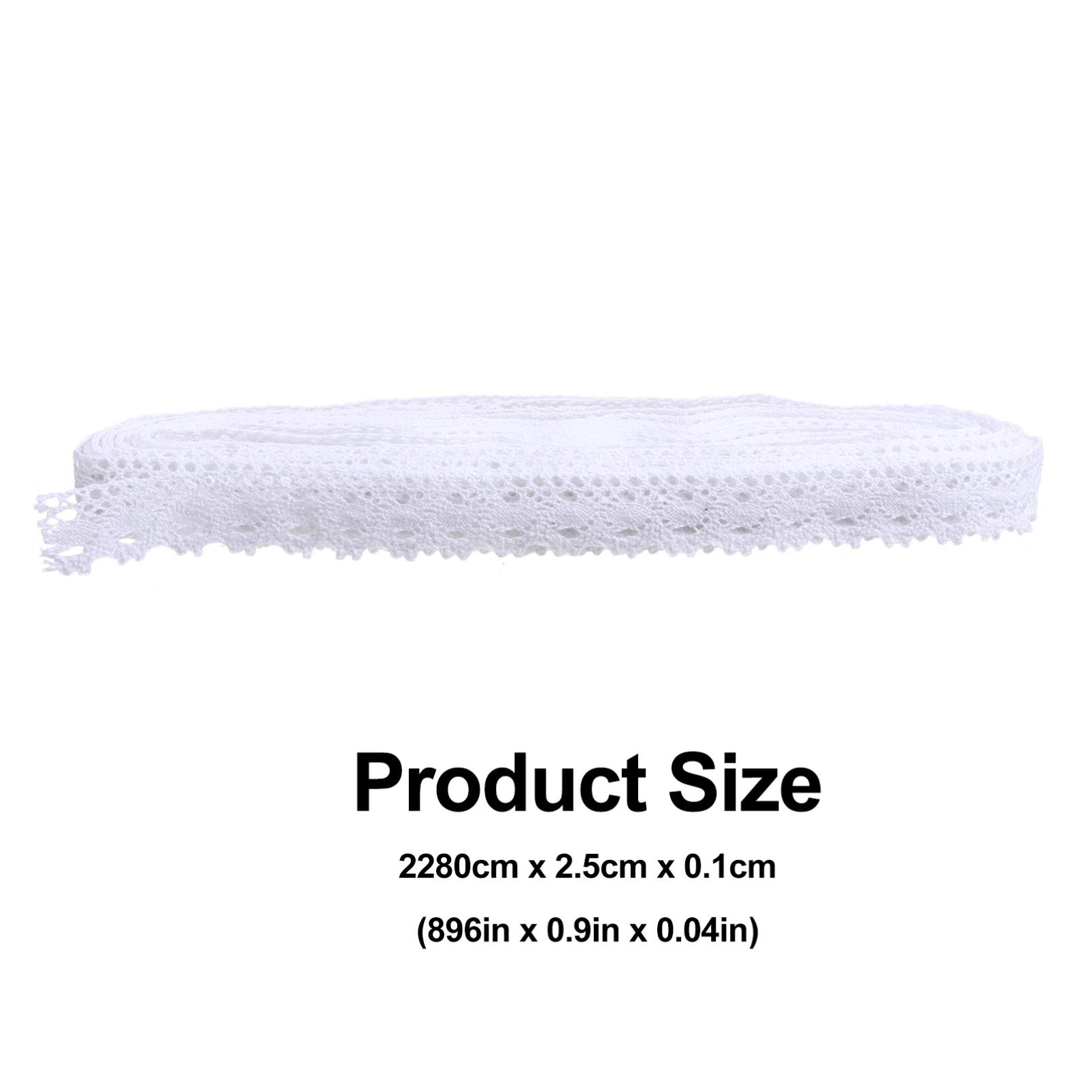 Fettuccia in Pizzo di Cotone Bianco 25 Yards per Cucito | Motivo Floreale, Rotolo da 25 Yards, Adatta per Decorare Borse e Abbigliamento