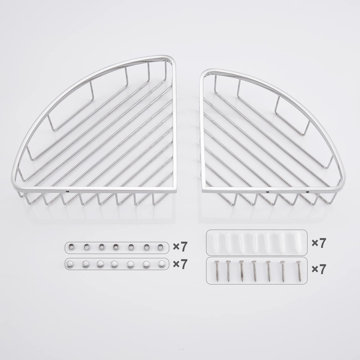 [Paquete de 2] Organizador de ducha esquinero para baño, acero inoxidable SUS304, resistente al óxido, soporte para champú, estante de almacenamiento montado en la pared para baño, cocina,