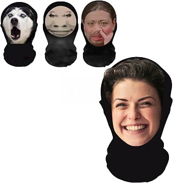 Custom Face Mask with Personalized Print - Add Photo/Text/Logo, Reusable Prank Mask for Halloween, Cosplay & Role-Play Parties