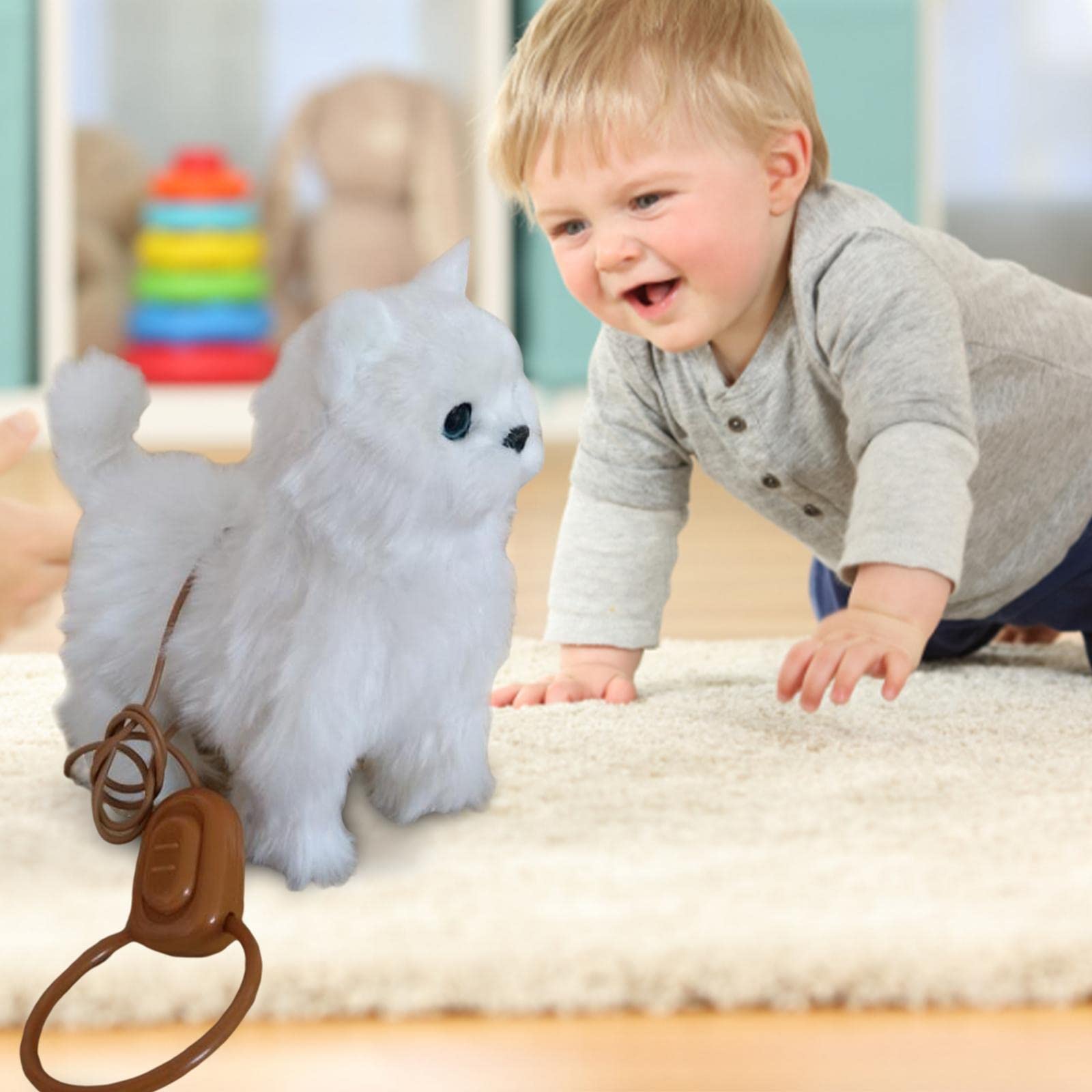 Giocattoli per Gattini, Regalo di Compleanno per Bambini, Giocattolo Elettronico per Gatti, Carino E in Movimento, per Natale, Bianco, 22x25 cm