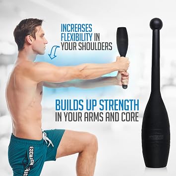 Logest Mace Exercise Club - Heavy Duty Plastic Indian Clubs Available in 1 LB and 2 LB Set of 2 Perfect for Strength Training Rehabilitation Improves Grip Full Body Workout Mace Clubs