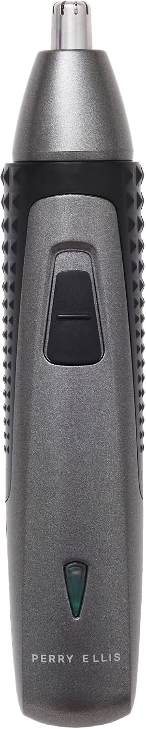 Perry Ellis 3-in-1 Ear, Nose & Facial Hair Trimmer for Men, Cordless Battery-Powered Grooming Tool with Detachable Heads, Antislip Design, Rechargeable Shaver with Cable