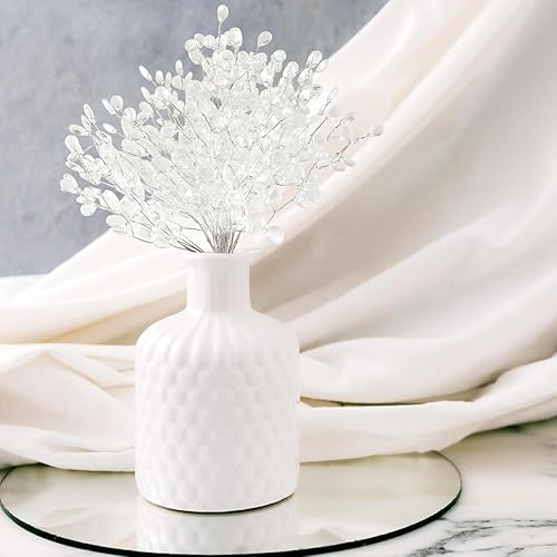 Miniatura 6 de Kisangel Ramo artificial de 50 tallos con gotas de cuentas acrílicas en aerosol para bodas, manualidades, tallos florales, ramas de flores