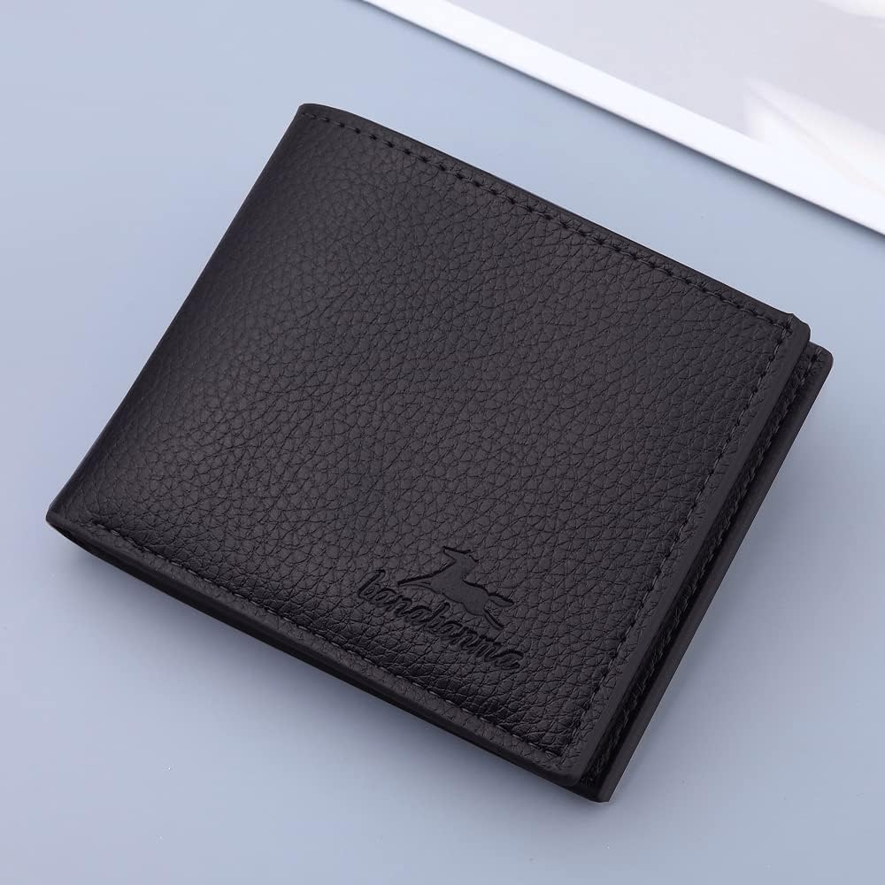 Slim Wallet for Men with Coin Purse, Minimalist Wallet with Zipper, Bifold Mens Wallets with Credit Card Holder, PU Leather Men's Wallet with Money Clip, Carteras Para Hombres (BLACK)