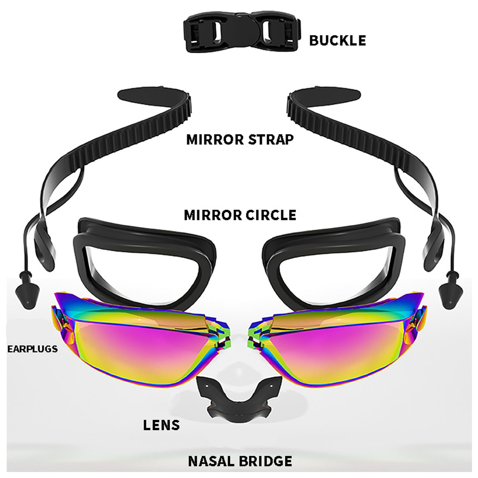 JSTHHTT Gafas de Natación, Antiniebla Gafas para Nadar, Gafas de Natación para Adultos, Protección UV, Visión Clara, para Adultos y Adolescentes