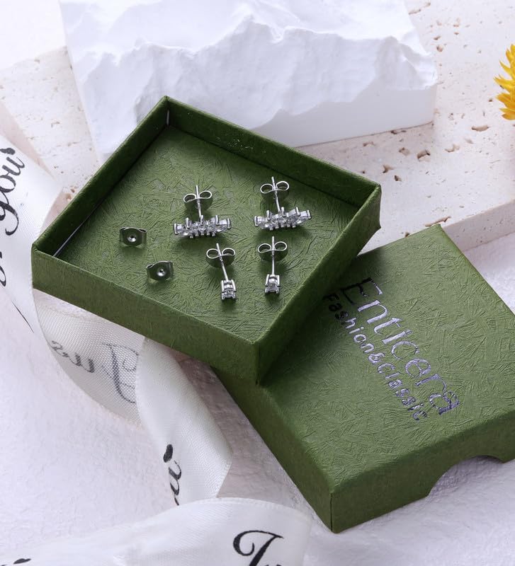 925 Sterling Silver Hypoallergenic Cartilage Earrings Studs Set for Multiple Piercing for Women Handmade CZ 14K Gold Plated Stacks Stud Earrings for Helix Tragus Conch Piercing Jewelry - Image 4