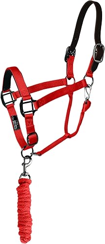 Miniatura 10 de Majestic Ally Halter de cuero con cuerda de plomo a juego para caballos - Corona de cuero - Correa ajustable para la barbilla - Pestillo enrollado