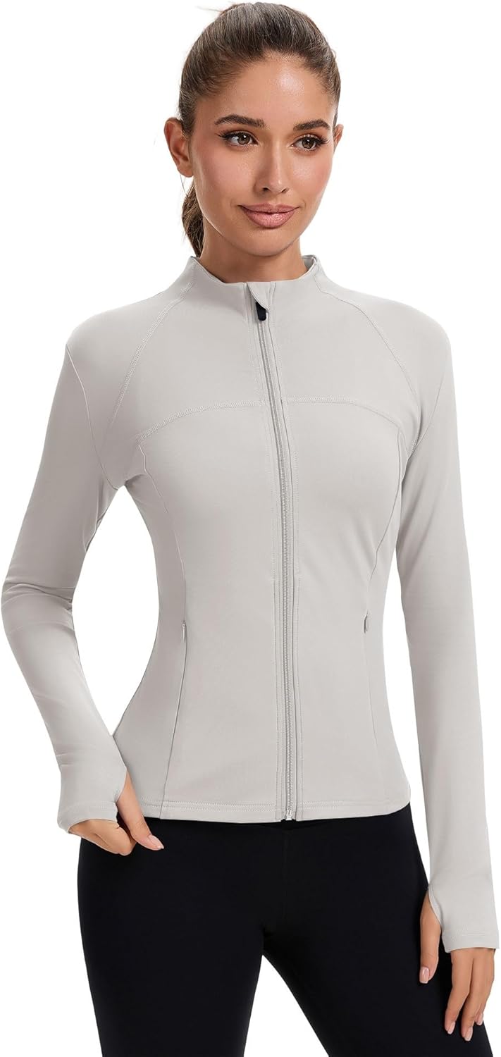 Rapbin Women's Full Zip Workout jackets Runing Slim Fit Athletic Tops With Thumb Holes - Image 2