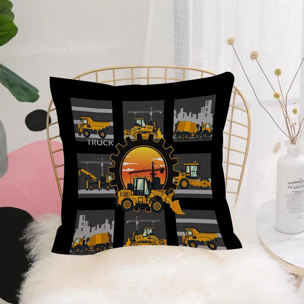 HYMSXW Cushion Cover,Throw Pillow Case Home Decorative for Living Room Bedroom Sofa Chair 20X20 Inch,Construction Trucks. Construction Vehicles Types. Construction Transportation V,Pillowcase 50X50cm