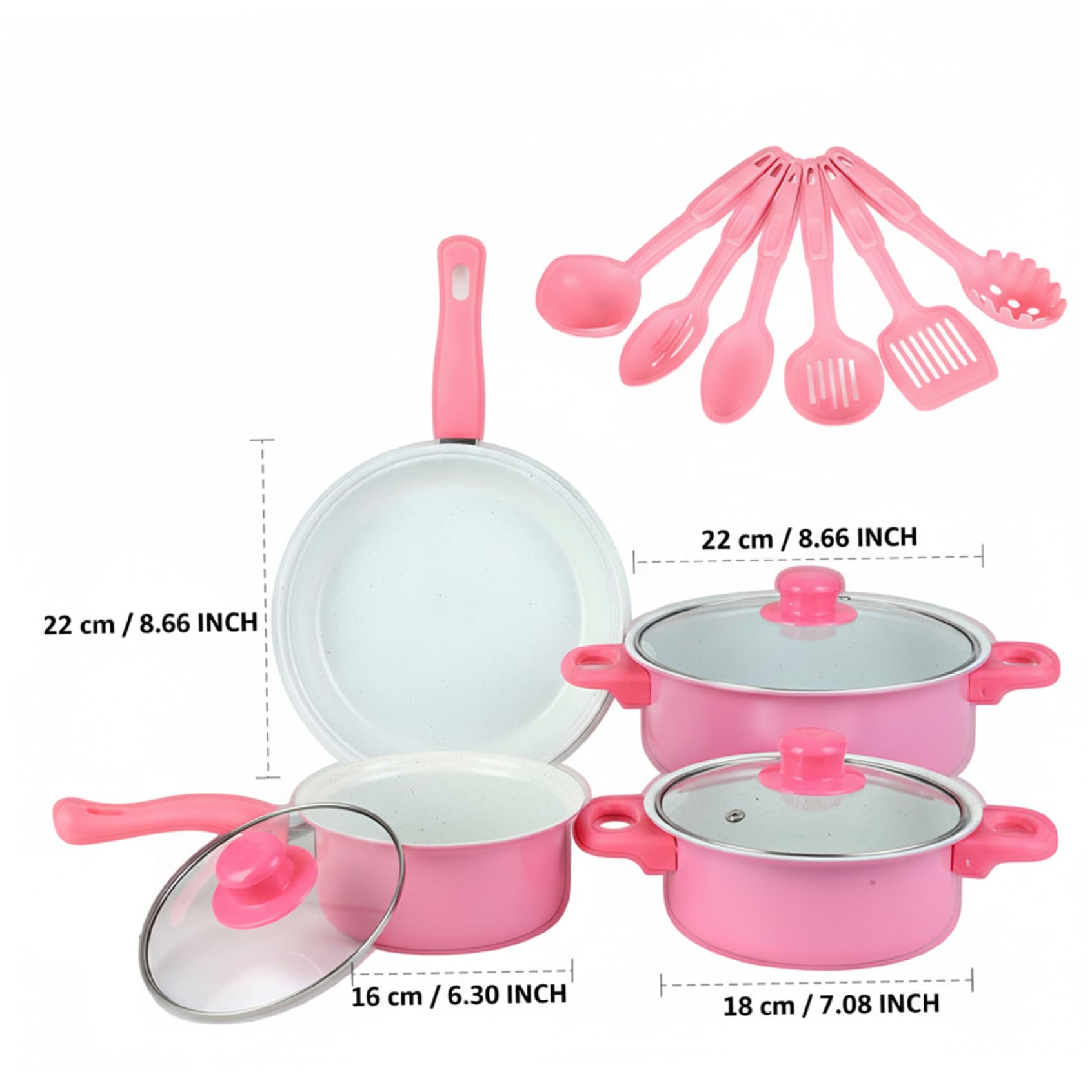 Set Di Pentole Antiaderenti, Set Di Pentole Antiaderenti Da 13 Pezzi, E Padelle Con Padella, Pentola Per Il Latte E Utensili Per La Cucina Casalinga, Stile-1.