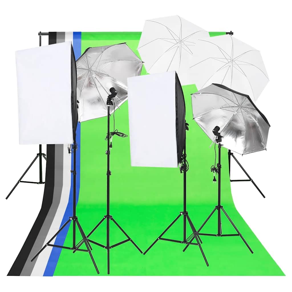 Zestaw oświetlenia studia fotograficznego z oświetleniem LED, softbox, abażur, system tła o szerokości 300 cm, możliwość ściemniania, w zestawie statyw, idealny do zdjęć portretowych
