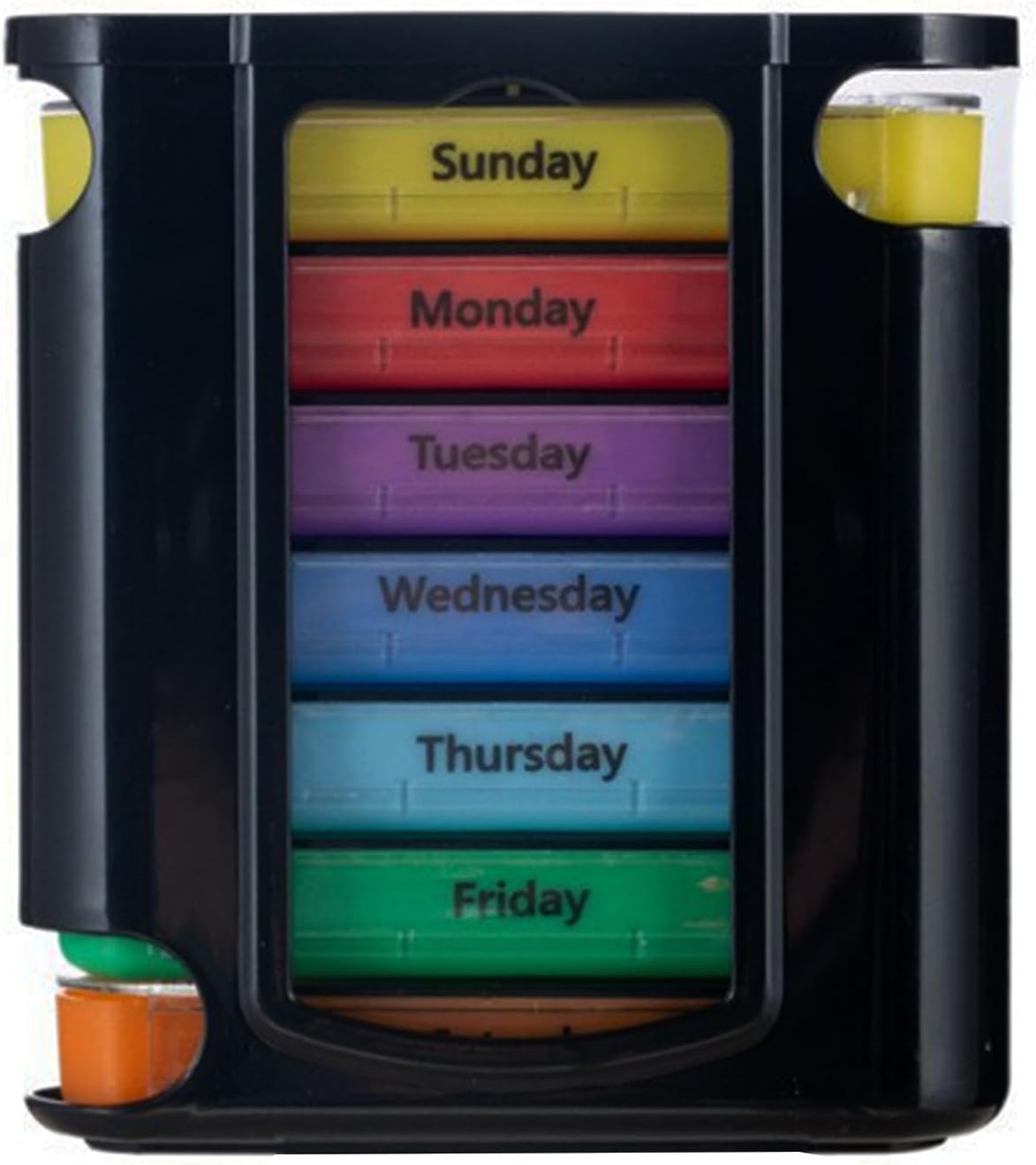Weekly Stackable Pill Organizer, 4 Times A Day Pill Organizer Box Morning, Noon, Evening, and Bedtime,7 Stackable Compartments,Black casing (Black casing)