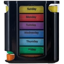 Weekly Stackable Pill Organizer, 4 Times A Day Pill Organizer Box Morning, Noon, Evening, and Bedtime,7 Stackable Compartments,Black casing Black casing
