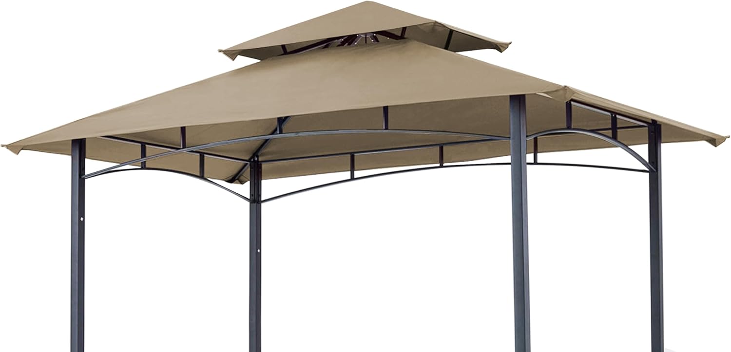 SCOCANOPY 8x5FT Replacement Canopy Grill BBQ Gazebo Roof Top, for Gazebo Model L-GG001PST-F,(Khaki)