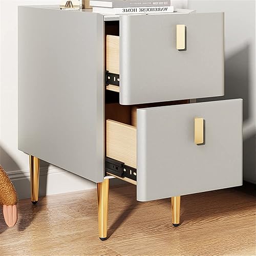 Miniatura 3 de NUIYAO - Mesita de noche moderna de madera maciza con 2 cajones de almacenamiento, parte superior de mármol, práctica mesa auxiliar para dormitorio,