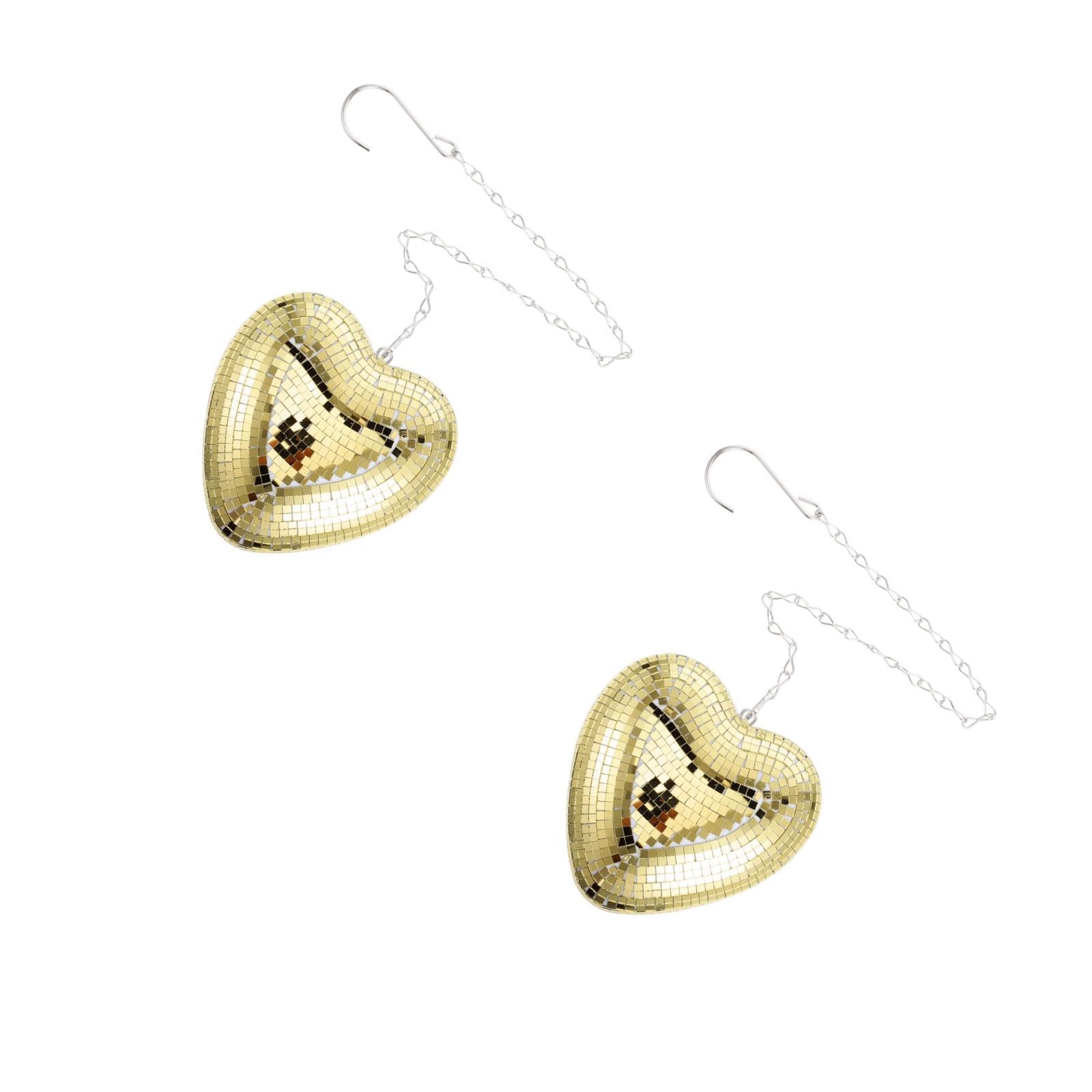 LUOZZY 2pcs Heart Shaped Disco Ball Hanging Decor for Party Reflective Mirror Ball Ornament Valentine's Day Decoration Heart Decor Mirror Disco Balls