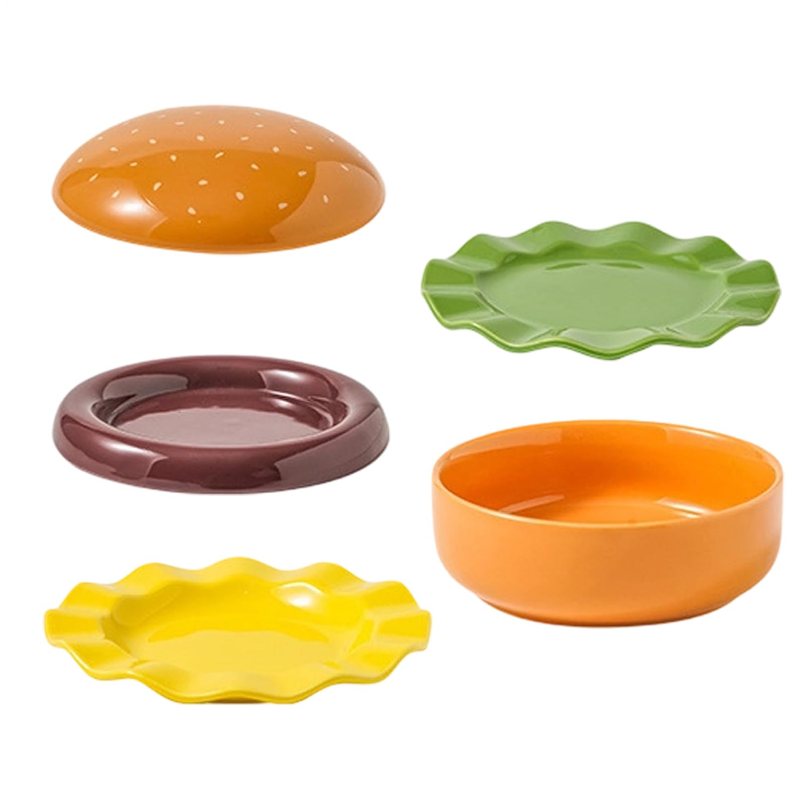 Set Di Per Hamburger In Ceramica Posate In Ceramica Impilabili | Per Cena E Dolce Per Organizzatori Di Feste Cuochi Domestici Cena In Famiglia Picnic All'Aperto Compleanno Barbecue Raduno