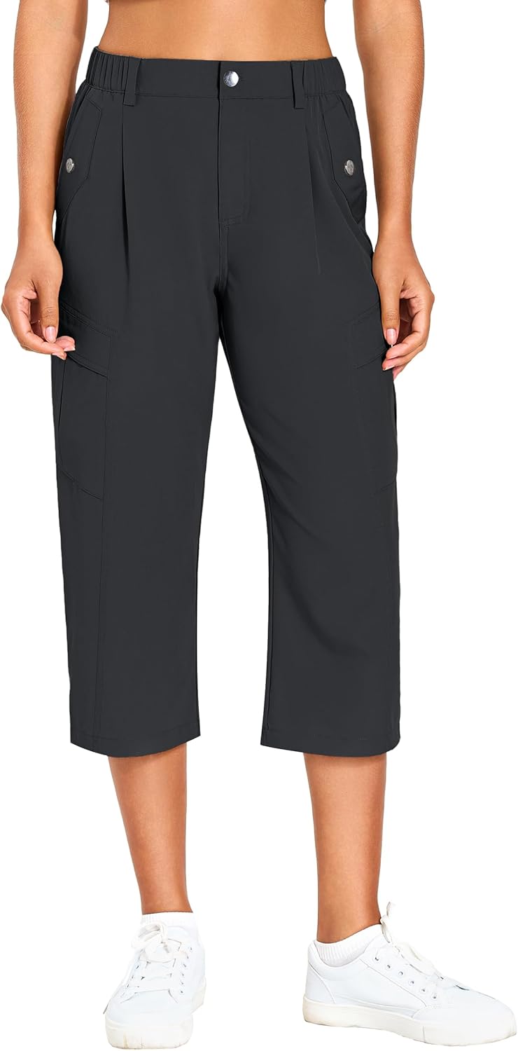 Women's Cargo Capris Lightweight Quick Dry Hiking Pants Water Resistant Summer Travel Pants with 6 Pockets 2026