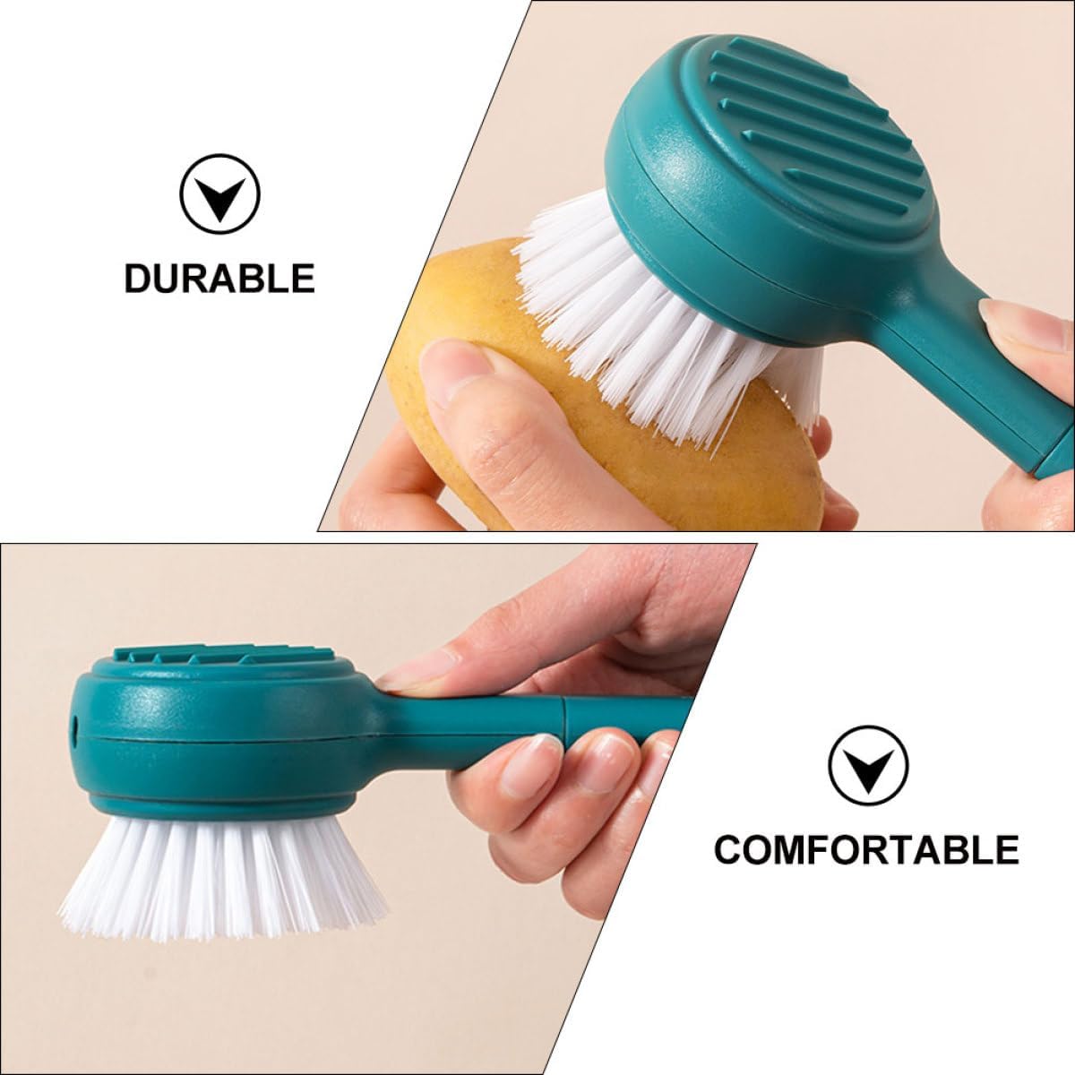Blue ABS Peeler with Brush, Long Handle Vegetable Fruit Scrubber Tool