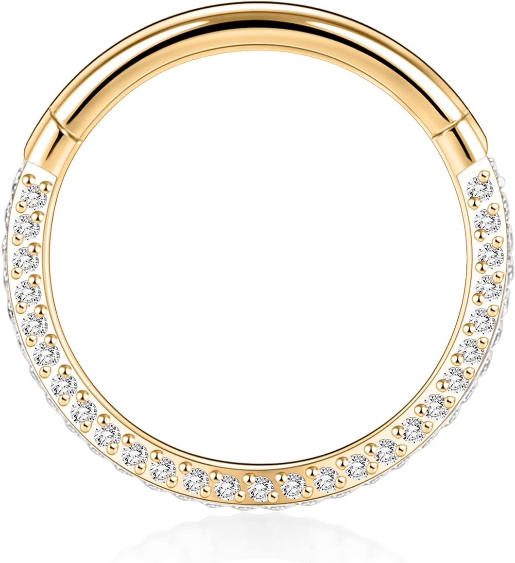 GAGABODY Septum Clicker Conch Piercing Jewelry 16 Gauge Earrings Hoop 20g Ring Nose Hoops Surgical Steel Lip Rings with 3 Sides CZ Helix Rook Cartilage Earrings - Image 3