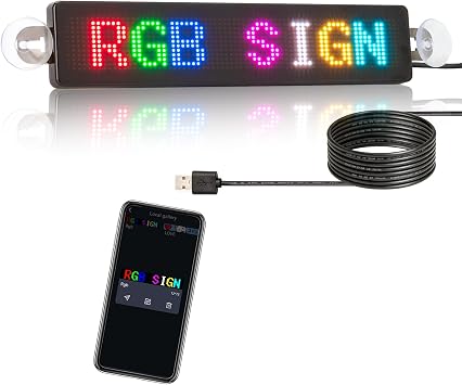 RGB Scrolling LED Signs, DC 5V Programmable Message Car Display Board
