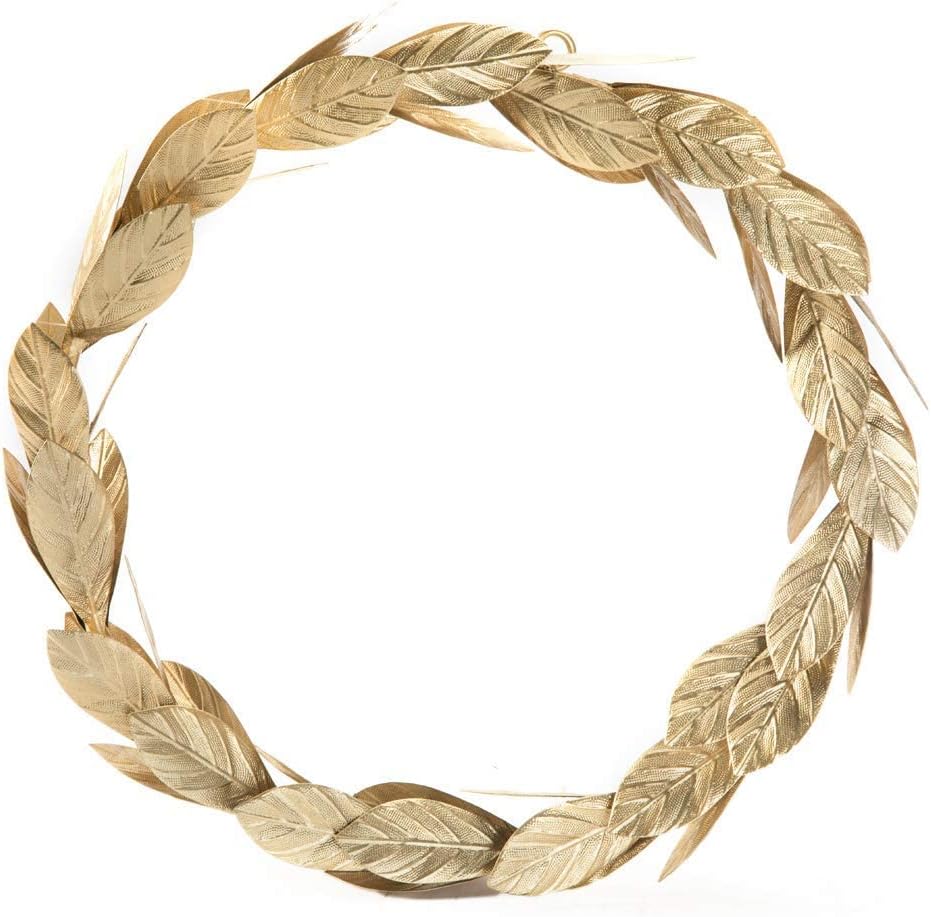 16 Inch Gold Metal Wreath, Large Front Door Wreath with Adjustable Leaves for Christmas, Window, Wedding, Party Decoration