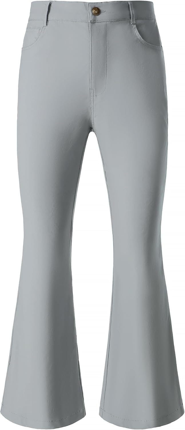 JOGAL Mens Bell Bottom Pants 70s Disco Outfits Slim Fit Retro Flared Trousers