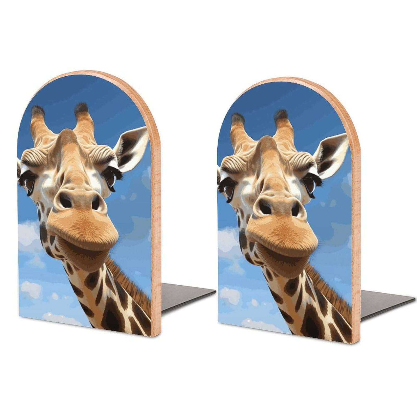 Funny Giraffe Bookend Modern Bookends for Shelves Non-Skid Book Holder Heavy Duty Metal Book Storage for Books CDs Decorative Book Stopper for Home