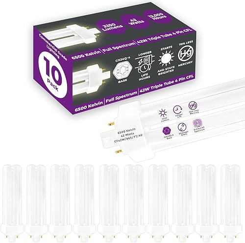 Miniatura 54 de GoodBulb Bombillas CFL de 18 W, 4 pines GX24Q-2, base 4100K, blanco frío, 18 W, alto rendimiento, 1200 lúmenes, triple tubo, bombillas fluorescentes