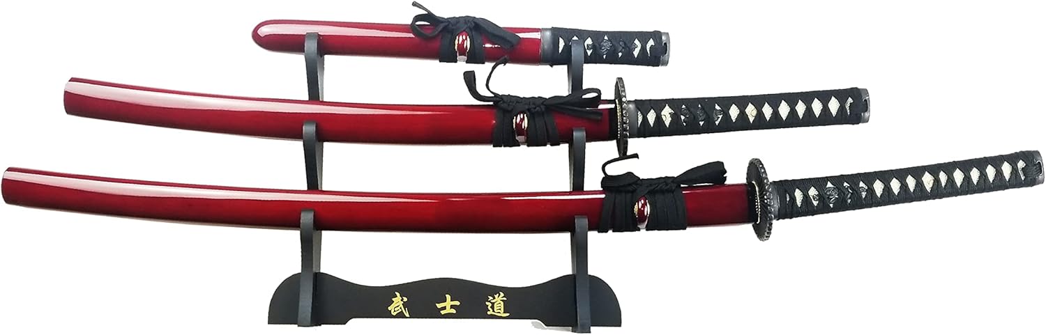 Musha 3 Pcs Hand Forged Samurai Sword Set Black