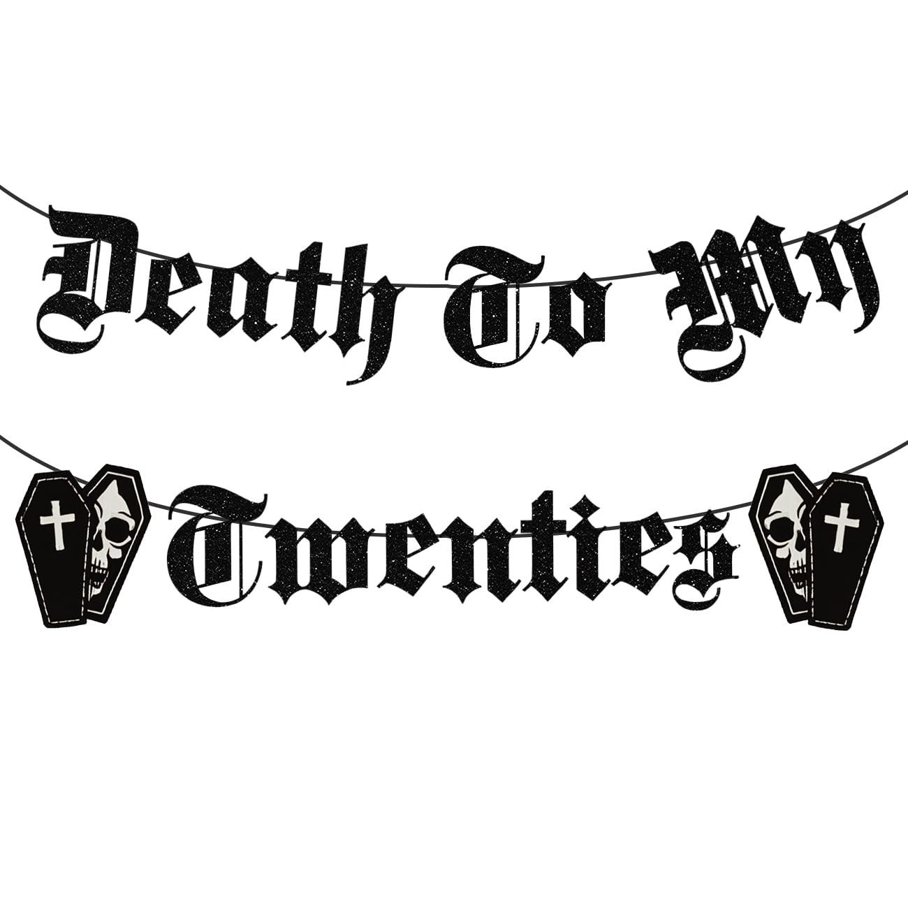 Death to My 20s Birthday Banner – 30th Birthday Decorations for Women Men, Black Glitter Rip to My 20s 30s Gothic Party Garland Sign for 30s Party Supplies