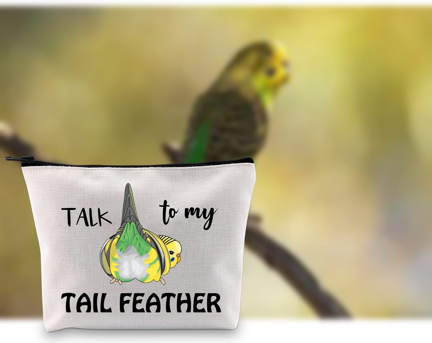 G2TUP Budgie Gift Talk To My Tail Feather Makeup Bag Budgie Lover Cosmetic Bag Budgie Mom Gift Parakeet Lover Gift Bird Watcher Zipper Travel Bag (Talk To My Tail Feather White Bag) - Image 7