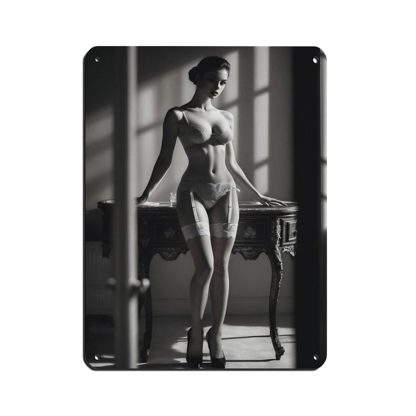 Sensual Art for Bedroom, Glamorous Portrait Tin Sign Vintage Metal Pub Club Cafe Bar Home Wall Art Decoration Poster Retro 12x16inch(30x40cm)