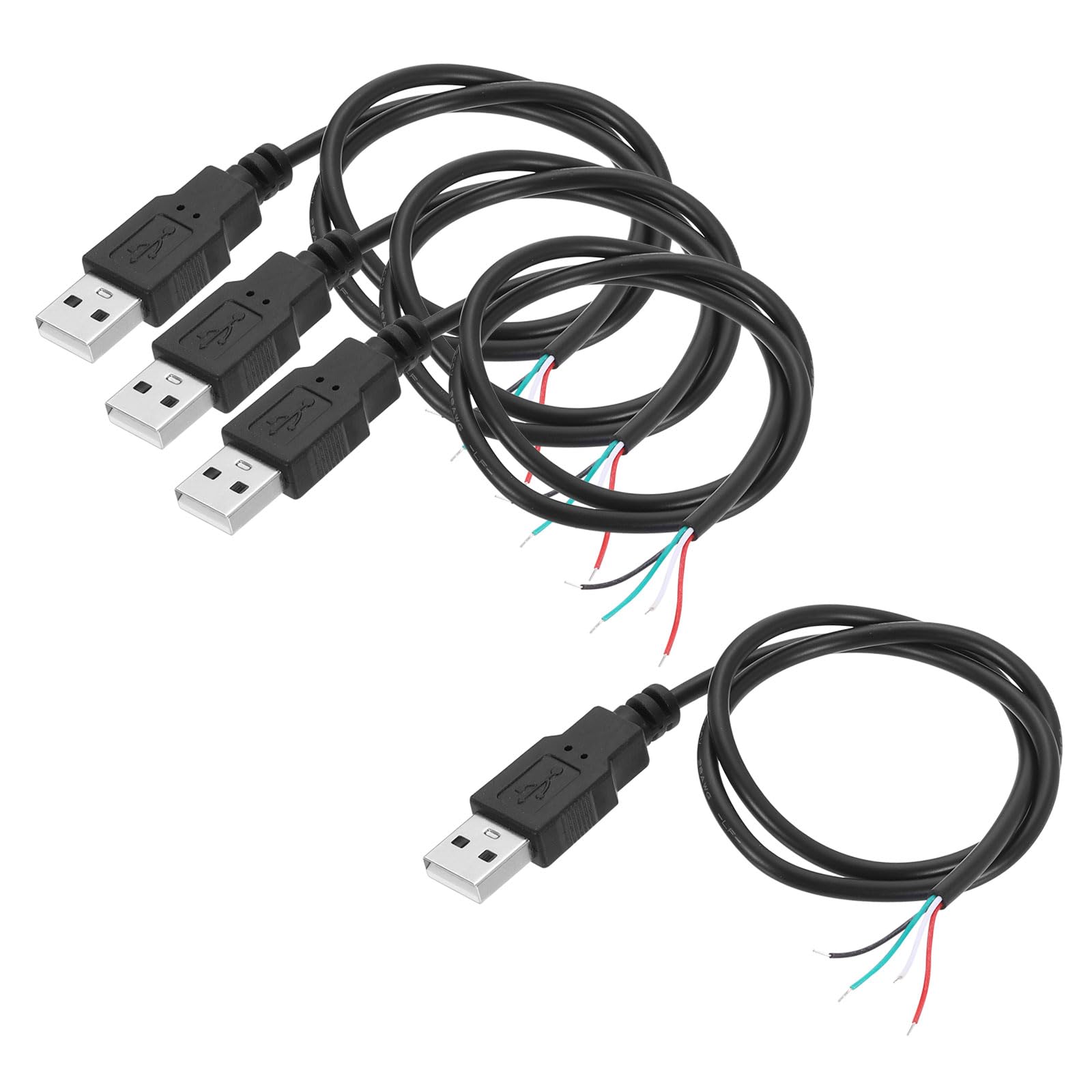 PATIKIL Micro USB Male to 4Pin Bare Wire 28AWG 50cm/20 Inch Long, 4Pcs 5V 3A Micro USB to Bare Wire Open End Pigtail Power Cable for Car DIY Repair Equipment Installed Replace