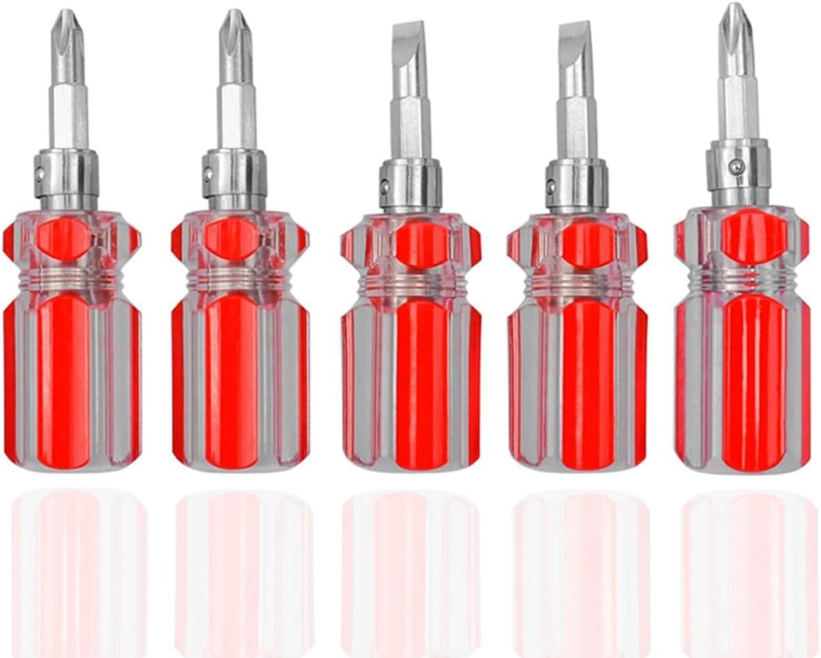 Wolfride 5pcs Stubby Phillips Flat Head Screwdriver Magnetic Mini Screwdriver Set Small Pocket Screwdrivers