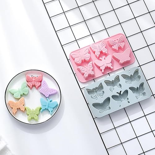 Miniatura 5 de Paquete de 2 moldes de silicona con forma de mariposa, bandeja de molde para hornear con temática de mariposa 3D, herramienta de hornear para pastel