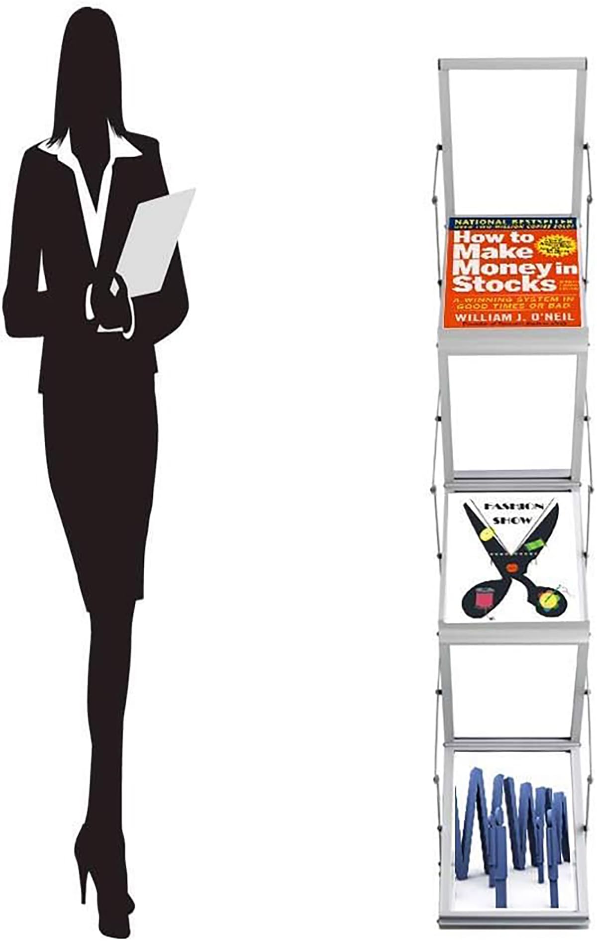 A4 Présentoir à Brochure Aluminium Portable avec Sac Oxford, 6 Sections