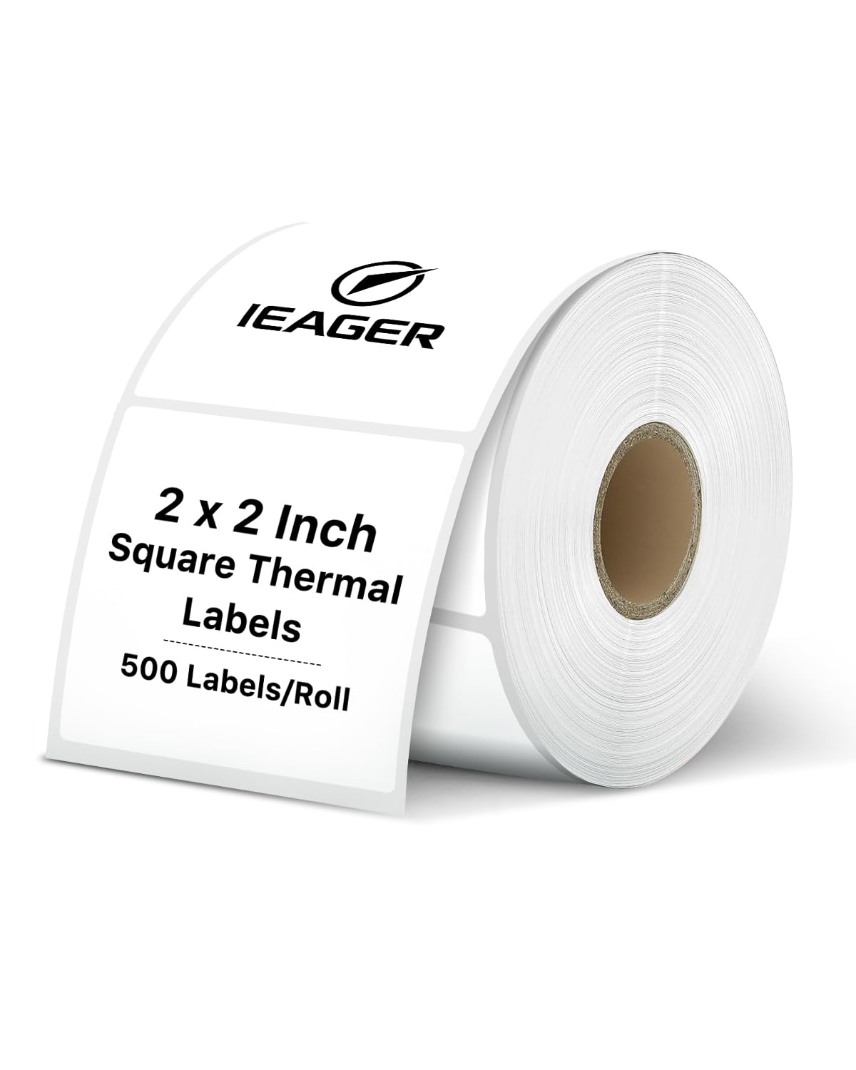 iEager Thermoetiketten-Aufkleber, quadratisch, 5,1 x 5,1 cm, selbstklebend, quadratisch, Thermodirekt-Etiketten mit Perforationslinie, 500 Blatt/Rolle, Weiß