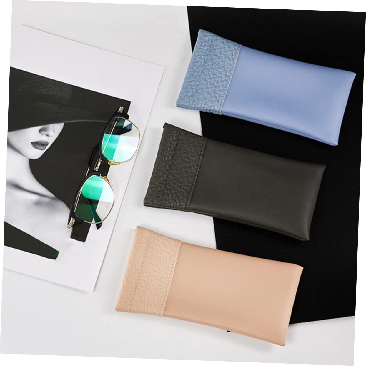 GALPADA 5set Custodia Per Occhiali Scatole Per Bicchieri Organizzatore Di Immagazzinaggio Del Calzino Porta Occhiali Da Sole Multiplo Titolare Borsa Per Occhiali Portatile Pu