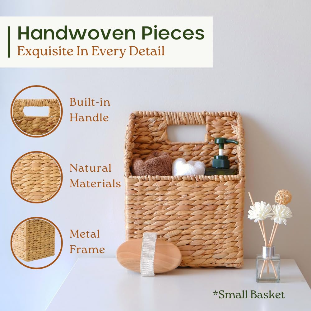 CHI AN HOME Set of 2 Wicker Hanging Storage Baskets, Handwoven Wall Baskets for Mail, Files, Books & Accessories, Wall-Mounted Organizer for Entryway, Kitchen, Office, Boho Farmhouse Decor - Image 3