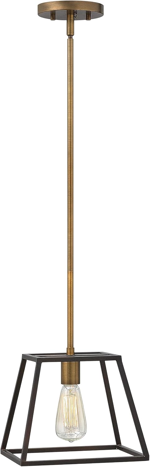 Hinkley 3337BZ Restoration One Light Stem Hung Pendant from Fulton collection in Bronze/Darkfinish,