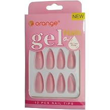 Orange Gel Takma T rnak, 12'li Set, Pembe, Jel Par lt s