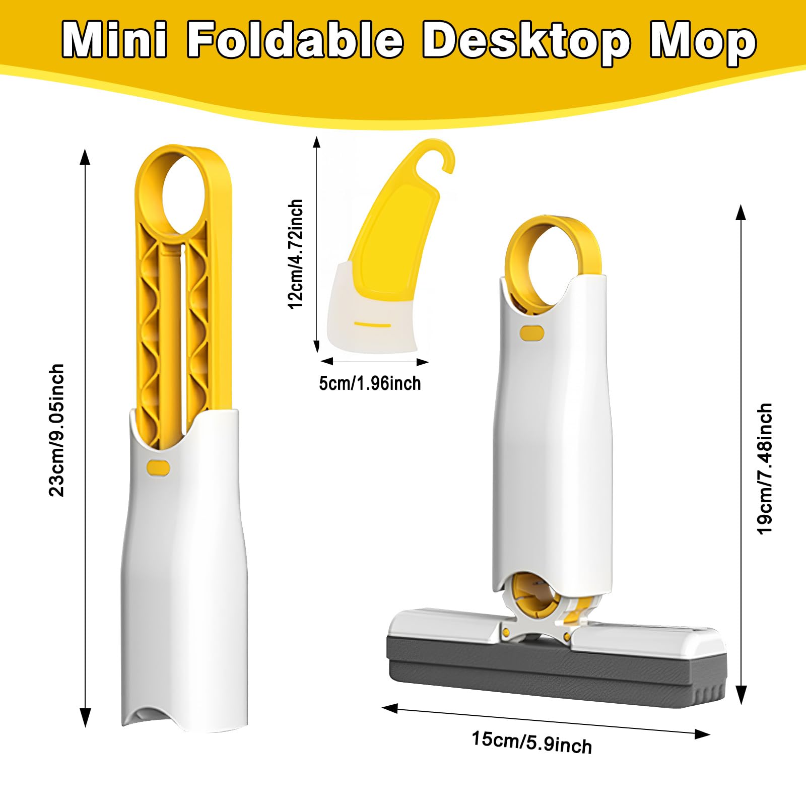 Mini vadrouille portable auto-pressante 2023 - Mini bureau portable - Système nettoyage humiet sec - Pour petits espaces, salles bains, cuisines, vaisselle, verre, voiture